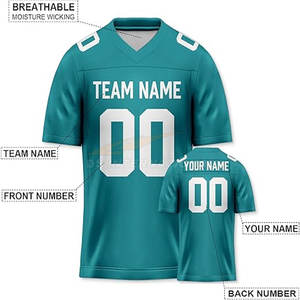 Camiseta de fútbol americano personalizada para hombre, venta al por mayor, malla transpirable, poliéster de secado rápido, talla grande, bordado cosido - Product Image 3