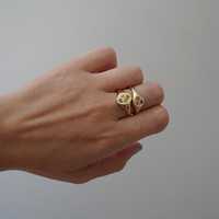 Soldes de Noël : Bague minimaliste pour femme en argent sterling 925 plaqué or, sertie de zircone cubique ronde colorée, motif étoile polaire