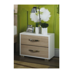 Comodino Moderno Linea con 2 Cassetti 52x36xh43 Cm Olmo/Bianco - Product Image 1