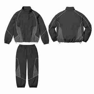 Lo último en chándal cortavientos de nailon con cremallera a granel, venta al por mayor, chándal deportivo para hombre, ropa de calle cortavientos de poliéster, chándal para hombre - Product Image 5