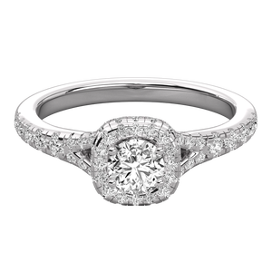 Anillo de Compromiso de Diamante Redondo Solitario Cultivado en Laboratorio de Oro de 14K para Mujer - Product Image 6