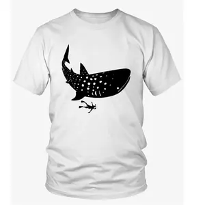 Черная рыба напечатала белый цвет объемный 100% хлопок Лучшая цена объемный пользовательский цифровой логотип печатные футболки унисекс оптовая цена распродажа