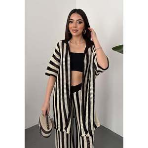 Brown Striped <b>Knit</b> <b>Set</b> - Brown - Product Image 3