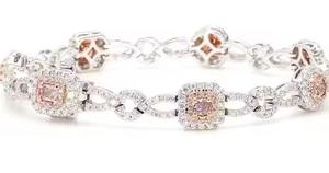 สร้อยข้อมือเทนนิสประดับเพชรผสมสีชมพูธรรมชาติที่ได้รับการรับรองจาก Gia 3.52กะรัตทองชุบโรสโกลด์เสน่ห์สำหรับของขวัญปาร์ตี้ - Product Image 2