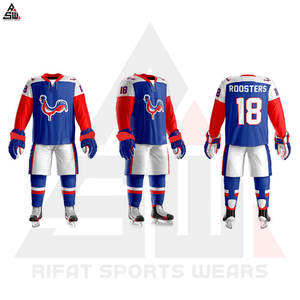 เครื่องแบบฮ็อกกี้น้ำแข็งใส่ได้ทั้งชายและหญิง100% โพลีเอสเตอร์แห้งเร็วน้ำหนักเบาป้องกันรอยยับระบายอากาศได้ดีดีไซน์ทันสมัย - Product Image 5