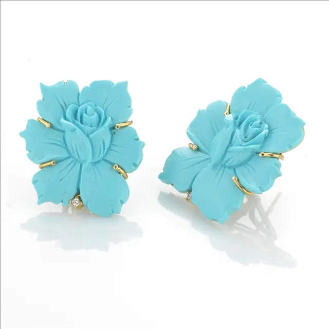 EARRINGS ENGRAVING IN TURQUOISE PASTE MM 25/30 HAND-ENGRAVED IN GOLD-PLATED 925 SILVER SETTING WITH PIN AND CLIPS