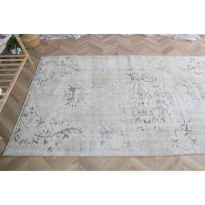 Turkish Area <b>Rug</b> 4.4x7.2 ft, White <b>Black</b> Floral <b>Rug</b> Wool - Product Image 5