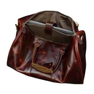 Men's Vintage Genuine Leather Duffel Bag with <b>Shoe</b> <b>Storage</b> Compartment and Zipper Closure Wholesale Travel Bags - Product Image 4