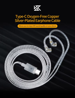 Câble de mise à niveau plaqué argent double parallèle KZ, câble audio TYPE C, câble d'écouteurs HIFI pour monitoring musical, 1,2 m, 2 broches, CCA TRN ND QKZ