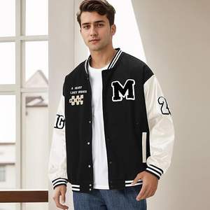 Unisex 2025 Vintage Baseball Bomber <b>Jacket</b> High Street Style Solid Patchwork Varsity Coats for <b>Men</b> <b>Summer</b> Streetwear - Product Image 5