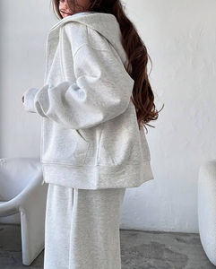 Ensemble de survêtement décontracté pour femmes, motif uni, 2 pièces, pantalon de survêtement et sweat-shirt, en gros, pour le sport, pour l'hiver - Product Image 2