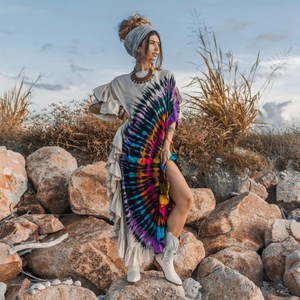 Estilo bohemio Turquía Kaftan Cubrir Túnica larga Cuello redondo Media manga Side Split Mujeres Verano Ocio Vestido Túnicas a granel - Product Image 2