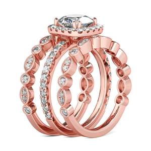 Ensemble de bagues de fiançailles Jeulia en argent sterling à coupe halo, 3 pièces - Product Image 3