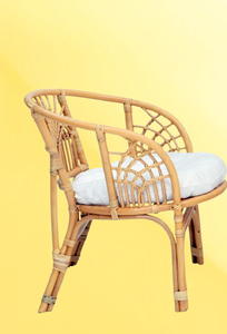 Fauteuil en rotin à dossier croisé, fait main, style moderne, chaise de loisirs avec coussin en mousse, style côtier, meuble de salon pour la décoration intérieure - Product Image 2