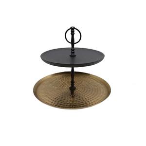 ที่วางเค้กโลหะทรงกลมแบบชั้นเดียวสีดำและสีทองสำหรับงานวันเกิดงานปาร์ตี้จัดแสดงสินค้าแฮนด์เมด - Product Image 3