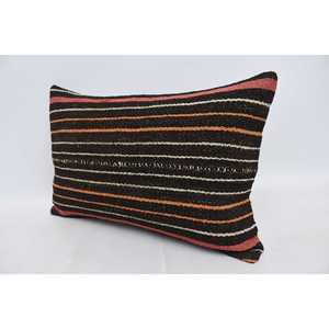 Lana marrón Kilim 16x24 pulgadas Almohada de lujo Diseño de estampado floral y vintage Ropa de cama portátil para Navidad - Product Image 4