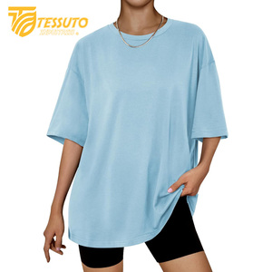 Camiseta básica de gran tamaño con logotipo de impresión personalizado de peso pesado Camiseta de algodón 100% de moda de talla grande de alta calidad para mujer - Product Image 3