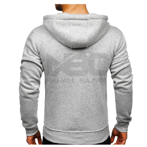 Sweat à capuche unisexe gris clair surdimensionné à fermeture éclair en tissu polaire adapté à l'hiver avec motif uni imprimé sur mesure fabriqué au Pakistan - Product Image 4