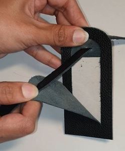 Etiqueta de maleta de equipaje negra de cuero genuino Etiqueta de equipaje pequeña - Product Image 2