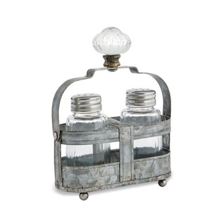 Excelente oferta, juego de carrito de sal y pimienta de tarro fresco 2023 en metal galvanizado con vidrio, generalmente utilizado en hogares modernos - Product Image 3