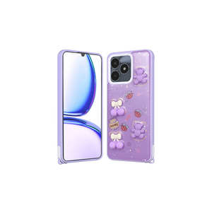 Étui en silicone gaufré à paillettes de luxe pour Realme C53 - Série ANKY 3D - Nouveau design - Ours violet - Silicone souple - 11pro 14 Plus - Product Image 1