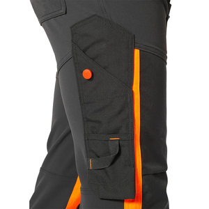Men High Visibility CE Certified Breathable Workwear Cargo <b>Pants</b> with Reflective Tape Needle Detection <b>Black</b> & Orange Polyester - Product Image 5