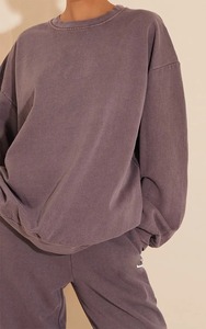 New 2024 Heavy <b>Weight</b> 100% Cotton Sun Washed Hoodies Sweatshirts Custom Oversized Vintage Distressed Men Crewneck Acid Wash - Product Image 5