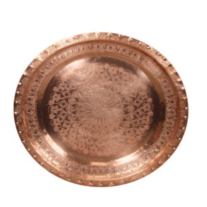 Plateau de service de forme ronde gravé en cuivre plateau de service en cuivre de la meilleure qualité pour les restaurants - Product Image 1