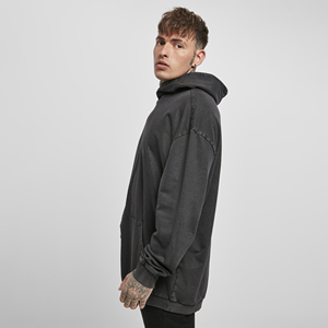 Sweat à capuche personnalisé pour homme, coupe oversize, effet délavé, sérigraphie, coupe carrée, sweats à capuche usés pour homme, vente en gros, personnalisables - Product Image 3