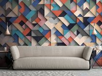 Murale murale 3D en vinyle non tissé, colorée bleu, rose, rouge, géométrique, ignifuge, amovible, pour salle à manger, salon, chambre, hôpital, Allemagne