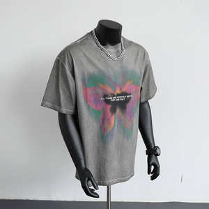 T-shirt graphique en coton 100% surdimensionné vintage délavé à l'acide, de haute qualité, imprimé DTG, avec strass, fabriqué sur mesure par le fabricant - Product Image 5