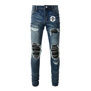 2024 nouveau Designer hommes Jean haute qualité droite Denim en gros respirant coupe ajustée pantalon personnalisable lavé Technique - Product Image 1