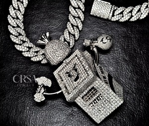 Colgante de diamante personalizado de la mejor calidad, joyería de Hip Hop de moda para hombres en plata 925, colgante de cajero automático personalizado con diamante de moissanita - Product Image 2