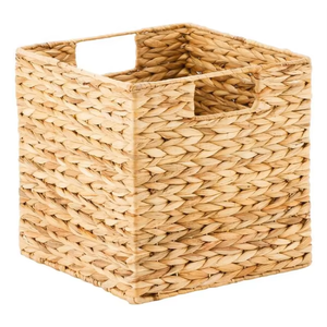 Water Hyacinth Eco-Friendly Handmade Storage <b>Basket</b> Contrast Trim <b>Square</b> Shape 6-10L Capacity for Bathroom Use VgreenArt Vietnam - Product Image 4