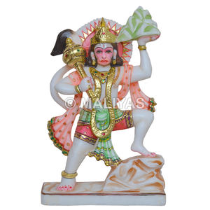 Estatua de Hanuman Ji de mármol |   Murti de Sanjeevani Bajrangbali para el Templo del Hogar |   Maliyas - Product Image 1