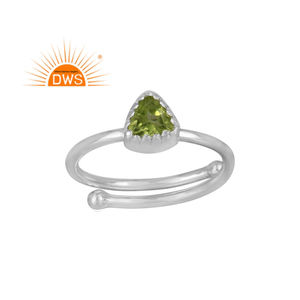 Fine Sterling Silver Natural Peridot Gemstone <b>Adjustable</b> <b>Ring</b> Jewelry For Women Gift For Her - Product Image 1