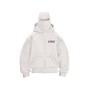 Men's 100% Cotton Embroidered Custom Logo Drop Shoulder Double <b>Zip</b> <b>Hooded</b> Oversize Pullover Heavyweight Winter Breathable Quick - Product Image 2