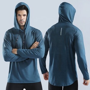 Polyester séchage rapide à manches longues palangre Gym t-shirt avec capuche Sublimation Fitness entraînement course sweats à capuche à capuche t-shirts - Product Image 3