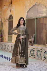 Beautiful Occasional Wear Gorgeous Looking Faux Georgette kurti Pant & Dupatta With Embroidered Work Amazing Color Indian <b>Supply</b> - Product Image 5