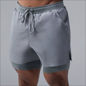 Nouveau short de course 2-en-1 décontracté taille moyenne pour hommes Short de compression respirant à séchage rapide avec poche pour téléphone Double couche - Product Image 6