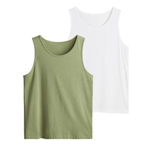 เสื้อกล้ามผู้ชายคอกลมผ้าคอตตอนเงาทรงคลาสสิกสำหรับผู้ชายเสื้อกล้ามแบบสัมผัสนุ่มขนาดพลัสไซส์ - Product Image 1