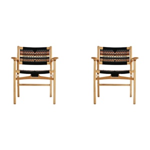 เก้าอี้ร้านอาหารทำด้วยมือสไตล์โมเดิร์นวัสดุทอจากเชือกโพลีเอสเตอร์ของมะนิลาทำจากช่างฝีมือชาวอินโดนีเซีย - Product Image 1