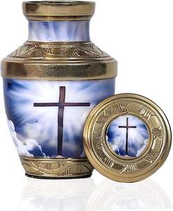 American Style Brass Cremation Urn for Ashes Customized Logo Small Urns with Velvet <b>Box</b> Wholesale Funeral Supplies - Product Image 4