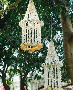 Candelabro Jhoomer de lujo con guirnalda de nardo y rosas pequeñas estilo Simple Artificial para techo balcón decoración de jardín - Product Image 4