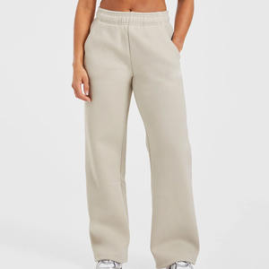 Derniers pantalons de jogging 100% coton pour femmes avec logo personnalisé pour femmes avec jambe droite et tissu polaire doux au toucher pour l'hiver - Product Image 1