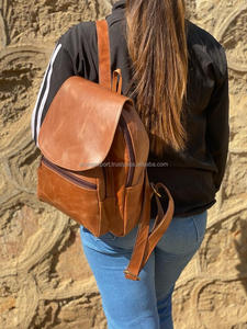 New Style Vintage Look Brown Crunch Leather Backpack Travel Backpack <b>Office</b> Leather Large Capacity Travel <b>Bag</b> <b>for</b> <b>Men</b> and Women - Product Image 3