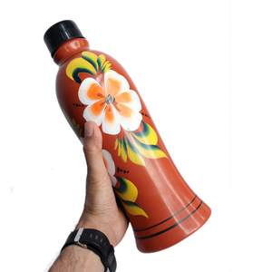 Eco-Friendly <b>500ml</b> Clay Terracotta <b>Water</b> <b>Bottle</b> Hand Painted Art Natural Cooling Leak Proof Lid Camping Home Corporate Gifting - Product Image 2