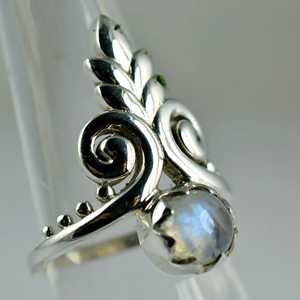 Rainbow Moonstone 925 Sterling Silver <b>Dainty</b> Handmade <b>Ring</b> Boho June Birthstone Jewelry Perfect Gift for Her Birthday - Product Image 4