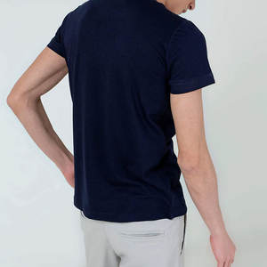 T-shirt personnalisé pour homme bleu marine |   T-shirt uni à col rond |   Haut décontracté en coton à manches courtes |   Vêtements de mode d'été en gros - Product Image 5