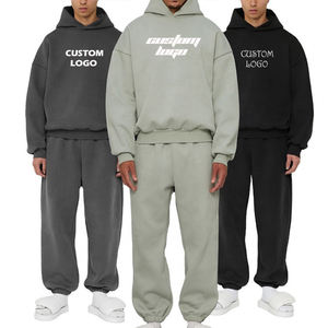 Fleece Tracksuit Jogging Suit Hoodie and <b>Sweatpants</b> <b>Sets</b> Men Sweatsuits Custom 100% Polyester Blank Heavyweight Baggy - Product Image 1